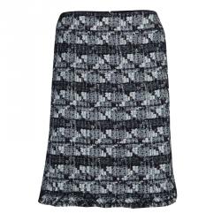 Chanel Black and White Textured Skirt Suit M