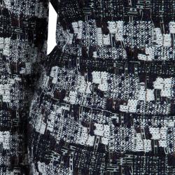 Chanel Black and White Textured Skirt Suit M