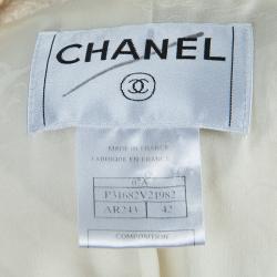 Chanel Cream Wool Textured Skirt Suit L
