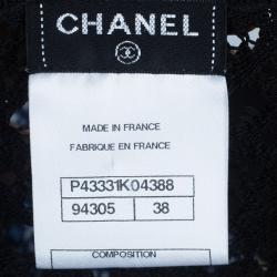 Pre Owned Chanel Black Crochet Knit Cardigan M