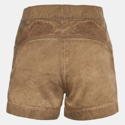 Pre Owned Chanel Brown Cotton Embroidered Overdyed Shorts S
