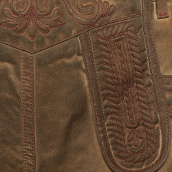 Pre Owned Chanel Brown Cotton Embroidered Overdyed Shorts S