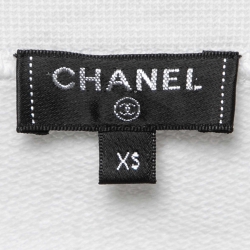 Pre Owned Chanel White Cotton Logo Printed Short Sleeve T-Shirt XS