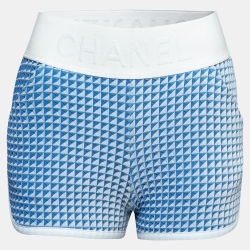 Chanel Blue Textured Synthetic Track Shorts S