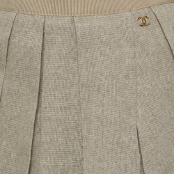 Chanel Tan Brown Linen Pleated Mini Skirt M