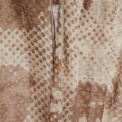 Pre Owned Chanel Brown Printed Silk Chiffon Knot-Detail Mini Dress M