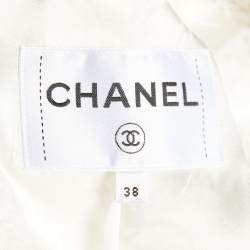Chanel White Tweed Button Front Jacket M