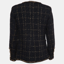 Chanel Black & Gold Tweed Braided-Trim Jacket M