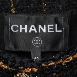 Chanel Black & Gold Tweed Braided-Trim Jacket M