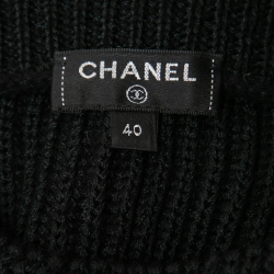 Chanel Black Knit Button Embellished Peplum Sweater M