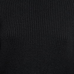 Chanel Black Knit Button Embellished Peplum Sweater M