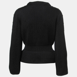 Chanel Black Knit Button Embellished Peplum Sweater M