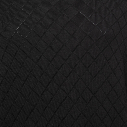 Pre Owned Chanel Black Diamond Textured Knit Turtleneck Sweater M