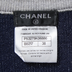 Pre Owned Chanel Navy Blue Cashmere Buttoned Sweater Top M