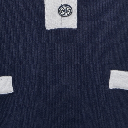 Pre Owned Chanel Navy Blue Cashmere Buttoned Sweater Top M