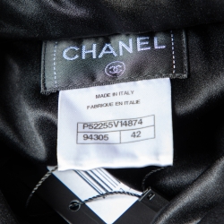 مملوكة مسبقًا Chanel Black Satin Ruffle Neck Button Front Shirt L