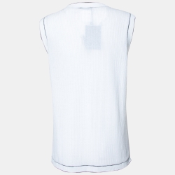 Chanel White Cotton Knit Sleeveless T-Shirt L
