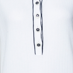 Chanel White Cotton Knit Sleeveless T-Shirt L