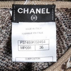 Pre Owned Chanel Beige/Brown  Jacquard Knit Button Detail Sleeveless Dress S