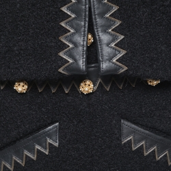 Chanel Black Boucle Wool Leather Trimmed Salzburg Skirt Suit M
