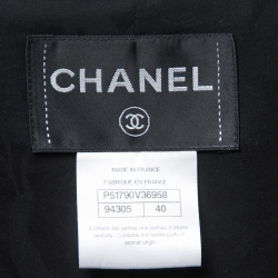 Chanel Black Boucle Wool Leather Trimmed Salzburg Skirt Suit M