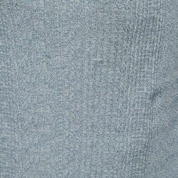 Chanel Blue/Grey Metallic Ribbed Knit Sleeveless Midi Dress L