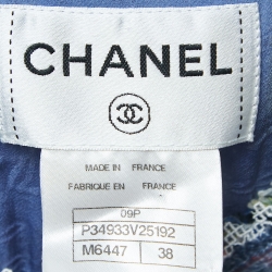 Chanel Blue/Multicolor Tweed Sleeveless Midi Dress M