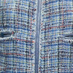 Chanel Blue/Multicolor Tweed Sleeveless Midi Dress M