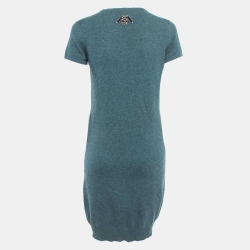 Pre Owned Chanel Blue Cashmere Knit Mini Dress M