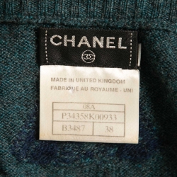 Pre Owned Chanel Blue Cashmere Knit Mini Dress M