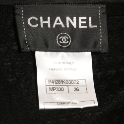 Pre Owned Chanel Monochrome Textured Knit & Woven Inset Sleeveless Jacket Dress Set S