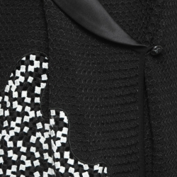 Pre Owned Chanel Monochrome Textured Knit & Woven Inset Sleeveless Jacket Dress Set S