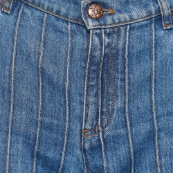 Pre Owned Chanel Blue Denim Paneled Parallel Jeans M