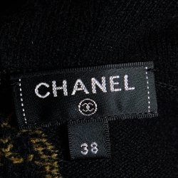 Pre Owned Chanel Black CC Coin Cashmere Knit Hooded Sweater M