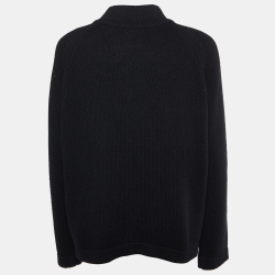 Pre Owned Chanel Black Cashmere Knit CC Turnlock Detail Cardigan L