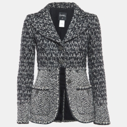 Black/ Boucle Tweed Buttoned Jacket