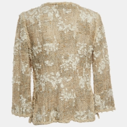 Chanel Beige/Cream Boucle Tweed Buttoned Jacket M