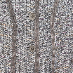 Pre Owned Chanel Black/Multicolor Tweed Crystal Trimmed Jacket S