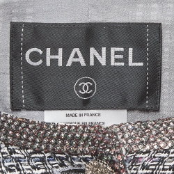 Pre Owned Chanel Black/Multicolor Tweed Crystal Trimmed Jacket S