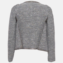 Pre Owned Chanel Black/Multicolor Tweed Crystal Trimmed Jacket S