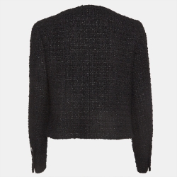Pre Owned Chanel Black Tweed Buttoned Jacket M