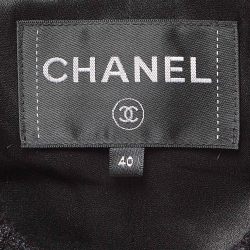 Pre Owned Chanel Black Tweed Buttoned Jacket M