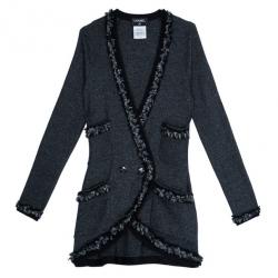 Pre Owned Chanel Grey Cashmere Long Cardigan S