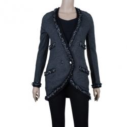 Pre Owned Chanel Grey Cashmere Long Cardigan S