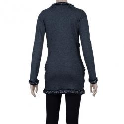 Pre Owned Chanel Grey Cashmere Long Cardigan S