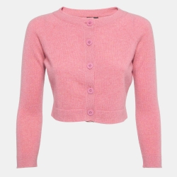 Pre Owned Chanel Pink Cashmere Cropped Cardigan S