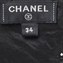 مملوكة مسبقًا Chanel Black Logo Embroidered Silk Chain Embellished Top S