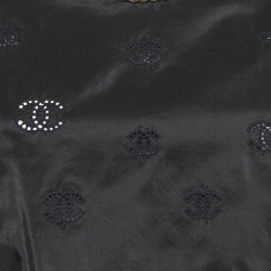مملوكة مسبقًا Chanel Black Logo Embroidered Silk Chain Embellished Top S