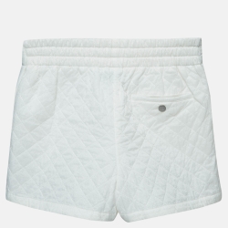 Pre Owned Chanel White Synthetic Quilted Detail Shorts S