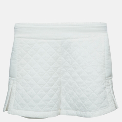 Pre Owned Chanel White Synthetic Quilted Detail Shorts S
